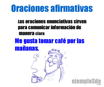 Oración afirmativa: Me gusta tomar café por las mañanas.