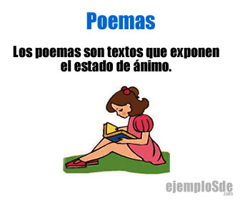 Niña sentada leyendo un libro, bajo una frase que relaciona los poemas con los estados de ánimo