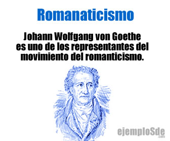 Lámina histórica del Romanticismo con retrato de Goethe.