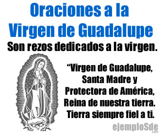 Ilustración de la Virgen de Guadalupe con una invocación de protección.